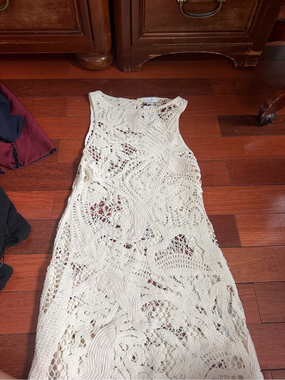 H&M Crochet Lace Maxi Dress in Cream
